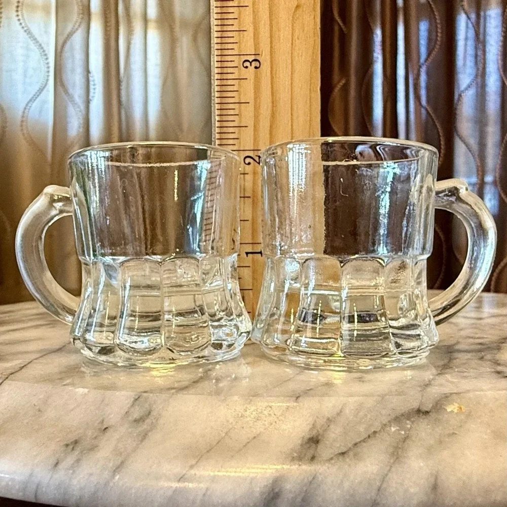 2pc VTG 1950s 50s Federal Glass Beer Mug Stein 1oz Shot Glass Toothpick Holder‎